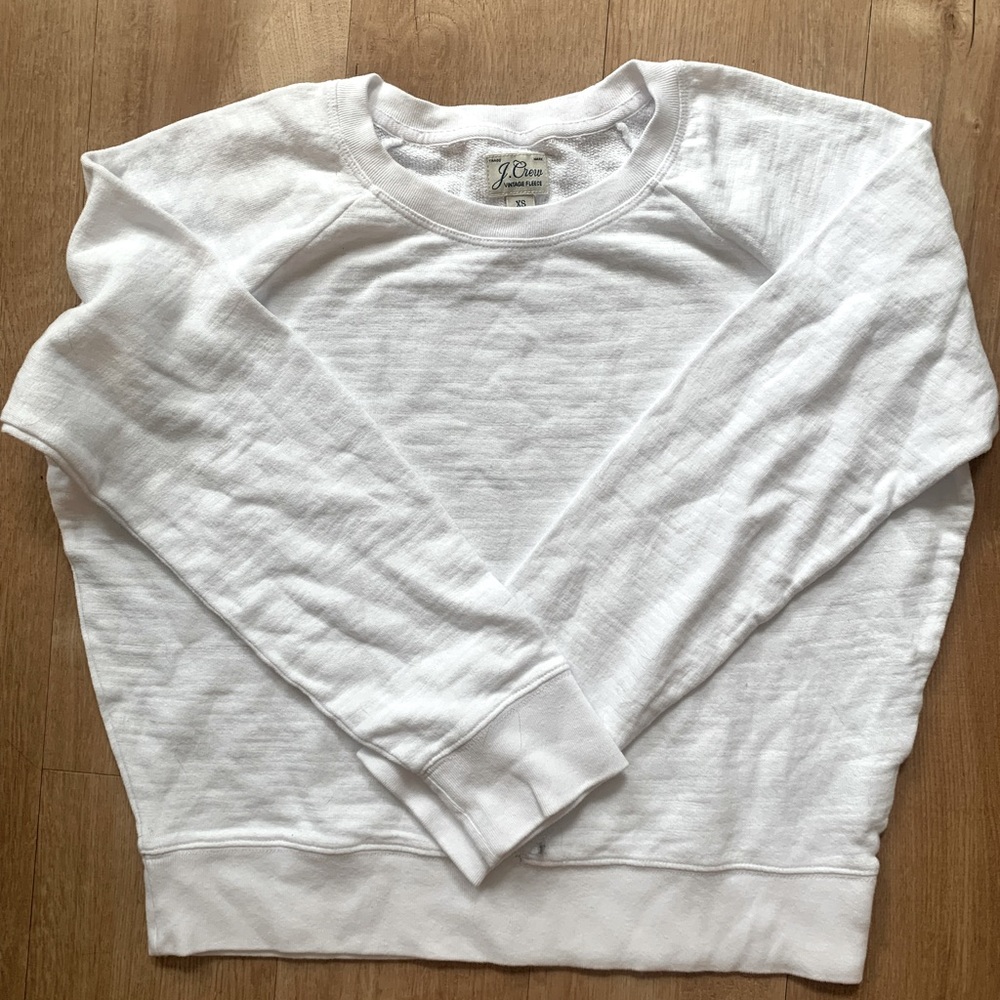 J Crew White Vintage Fleece Sweatshirt